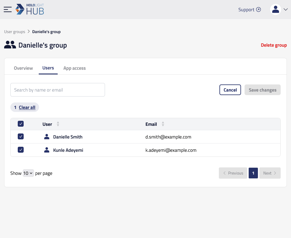 hololight hub browser groups details users