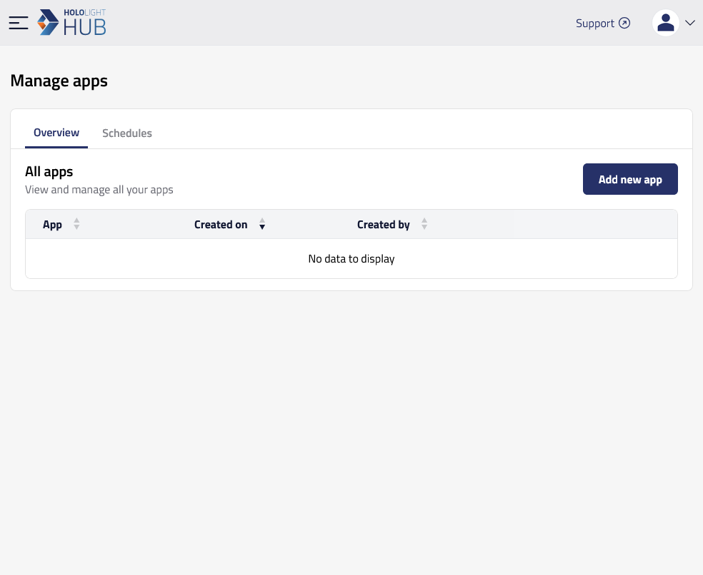 hololight hub browser manage apps overview empty