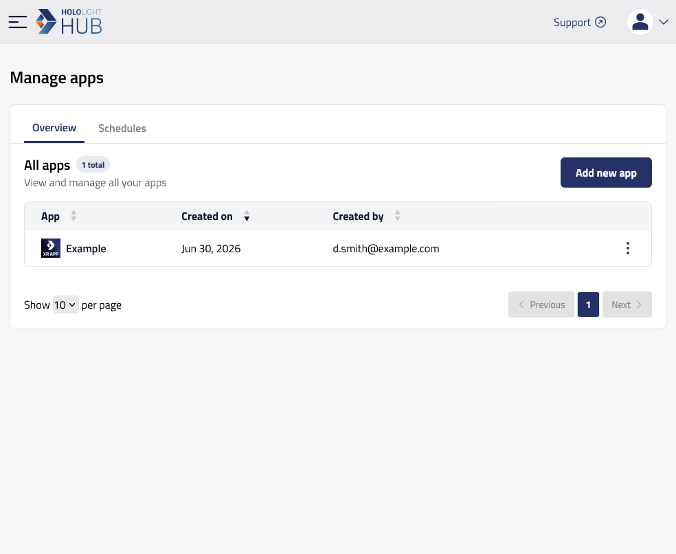 hololight hub browser manage apps overview