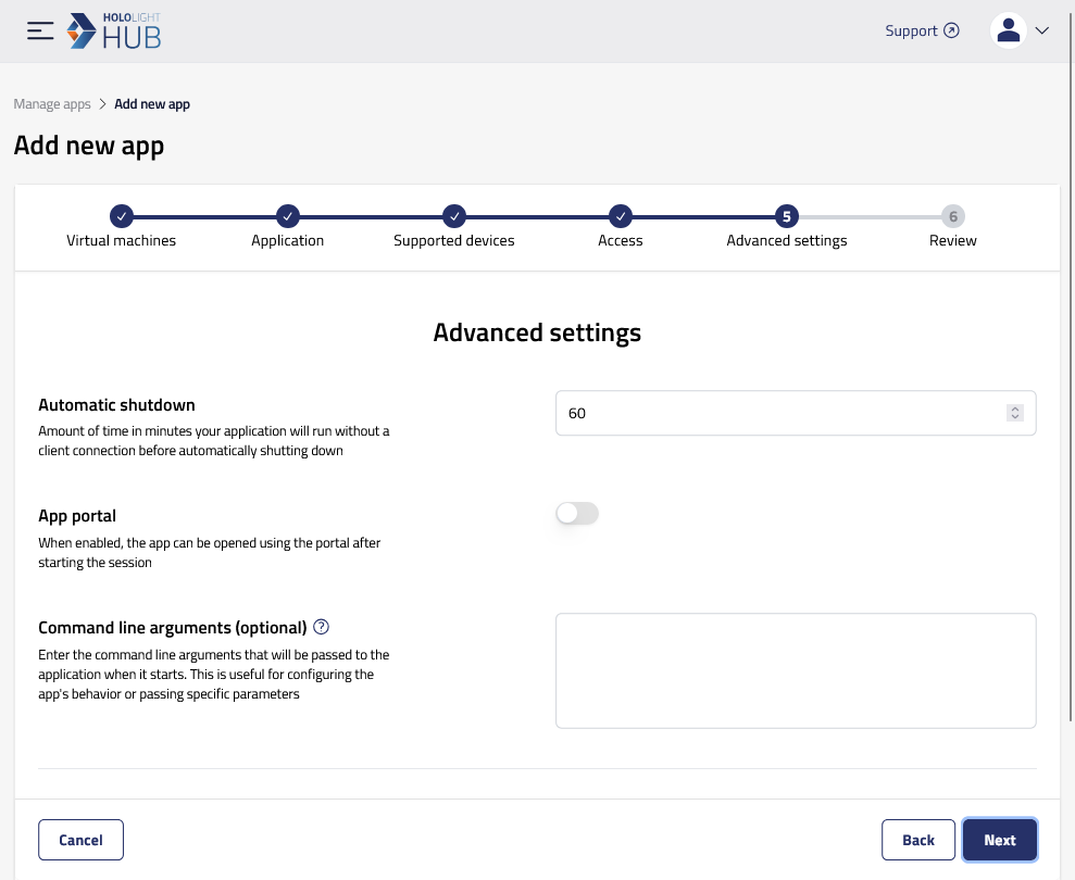 hololight hub private deployment browser manage apps add advanced settings