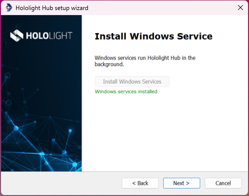 hololight hub hub modify install windows service