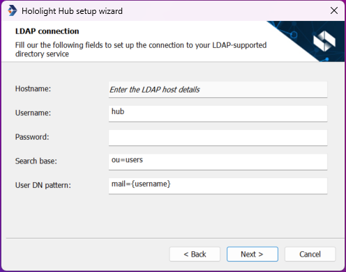 hololight hub hub setup hub ldap connection