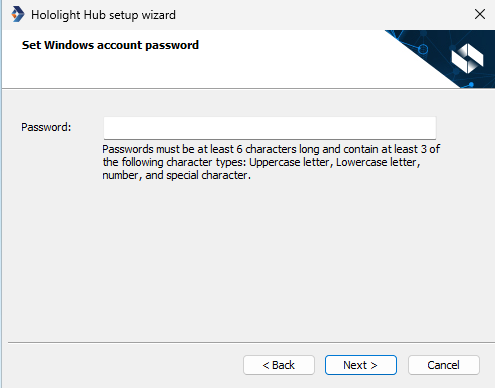 hololight hub hub setup hub windows account password for vm