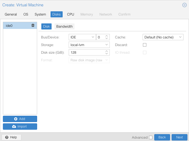 hololight hub hypervisor proxmox create virtual machine disks