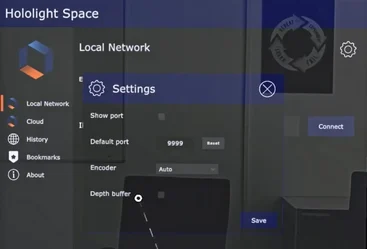 Screenshot from a mixed reality device running Hololight Space Client