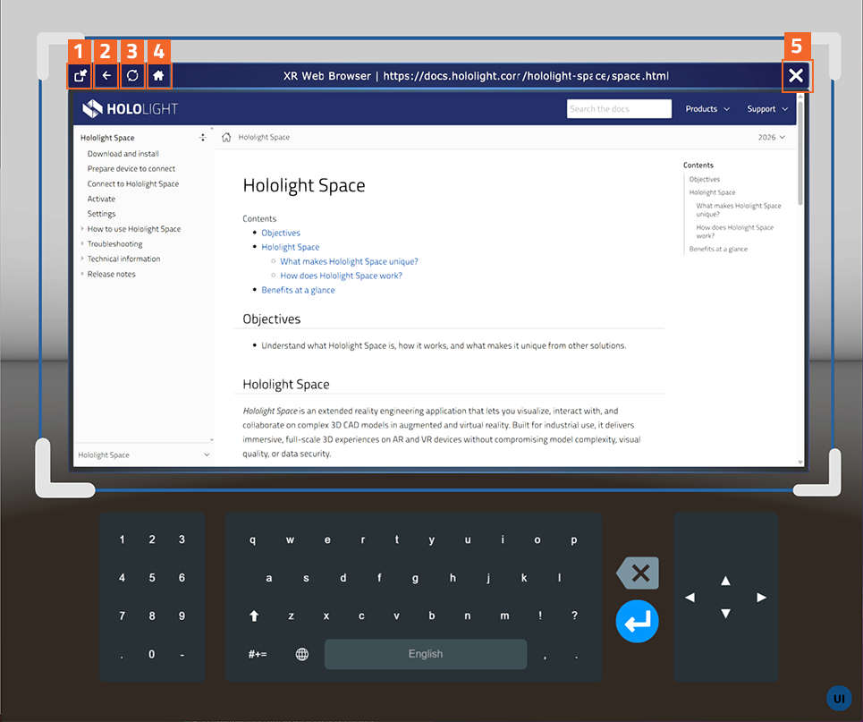 hololight space app xr web browser label all