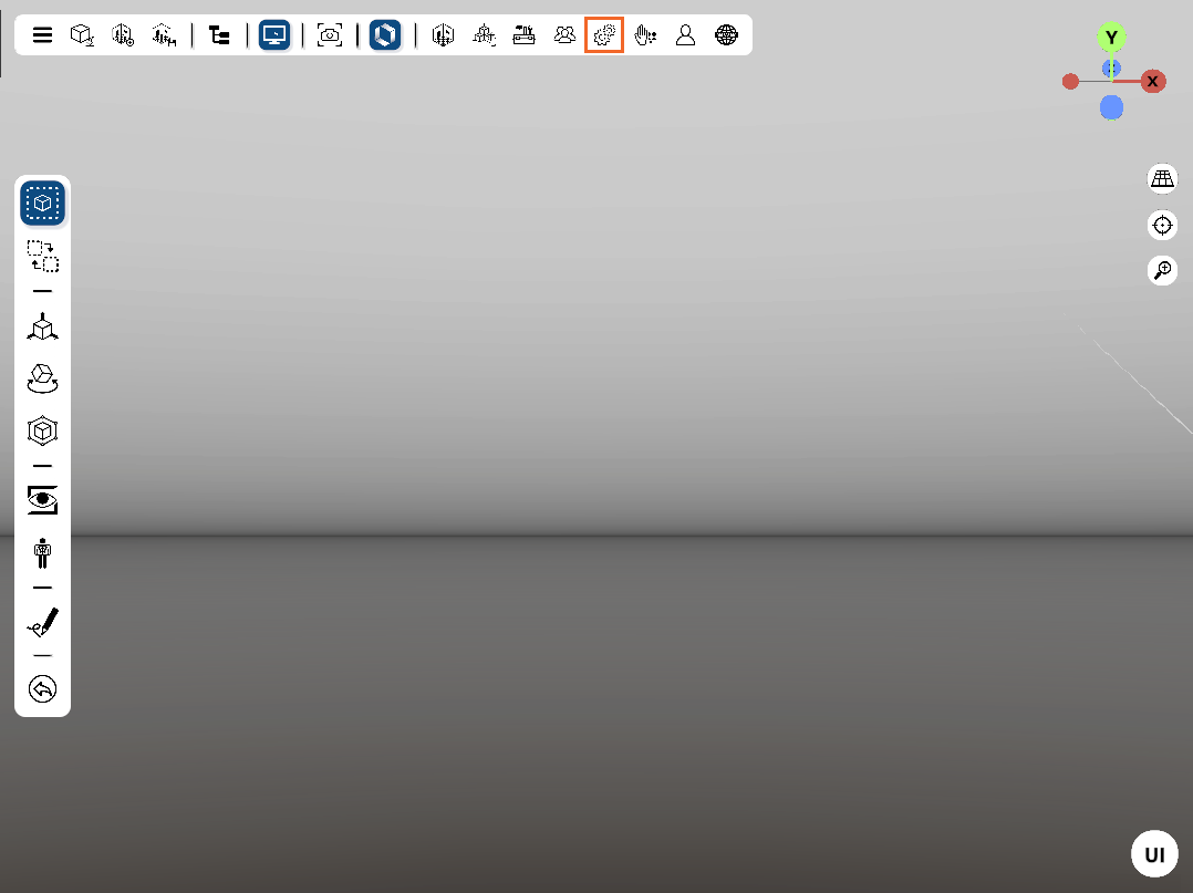 hololight space desktop scene view top menu main menu mark settings