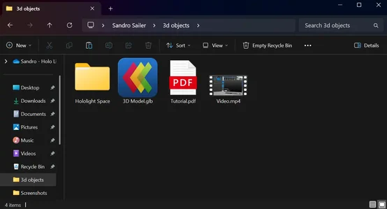 Screenshot of File Explorer on a Windows computer opened to the 3d Objects folder