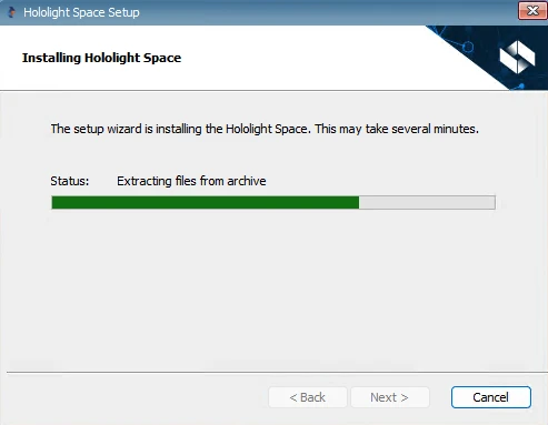 Screenshot of installation progress screen in Hololight Space installer