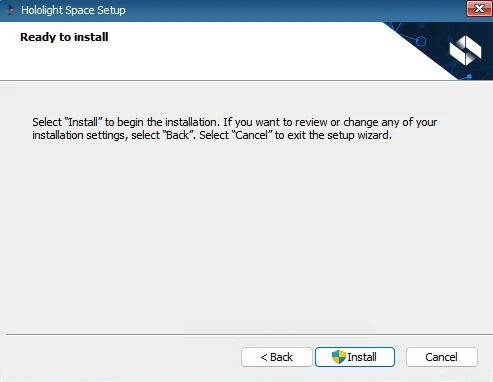 Screenshot of optional features screen in Hololight Space installer
