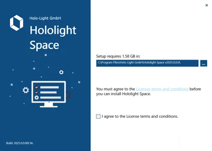 Screenshot of license terms and conditions screen in Hololight Space installer