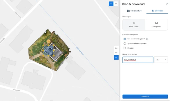 Screenshot of NavVis IVION showing the crop & download panel