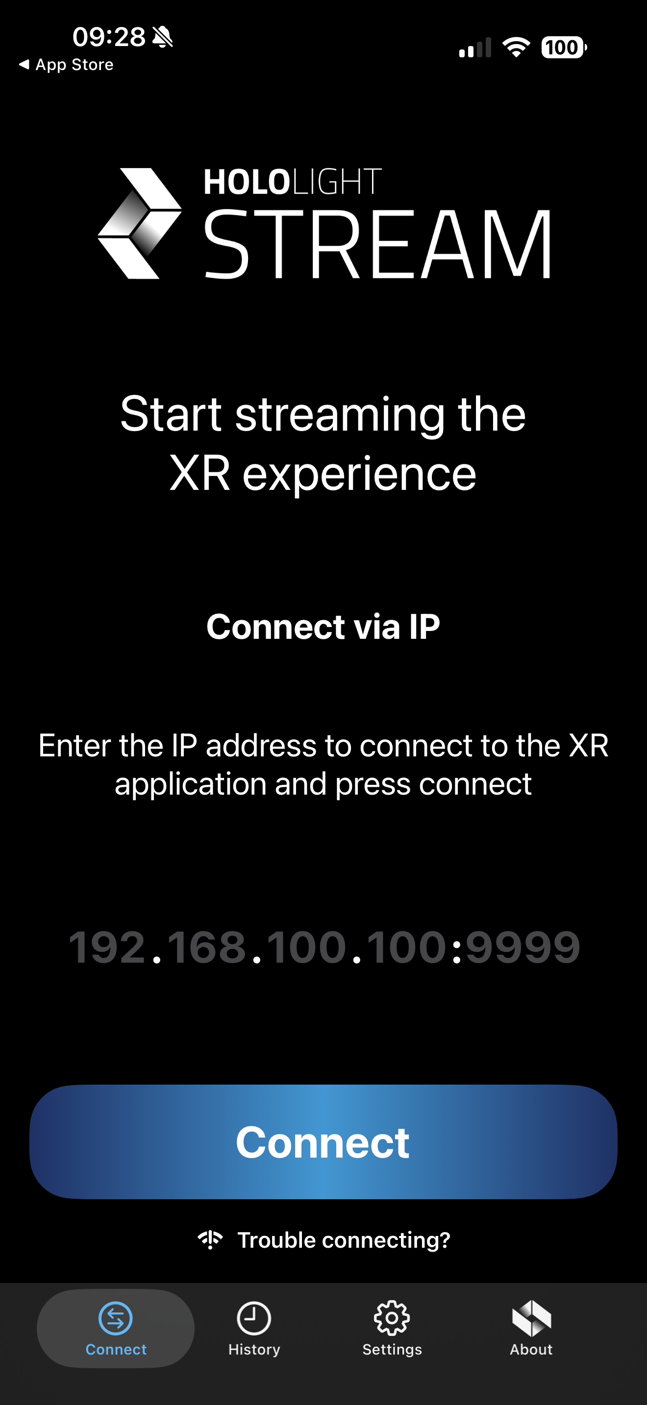 hololight stream client apple ios connect