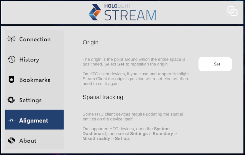 hololight stream client htc vive alignment