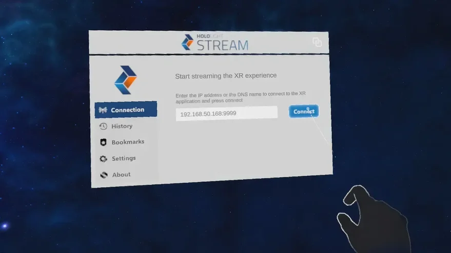 Screenshot of Hololight Stream Client