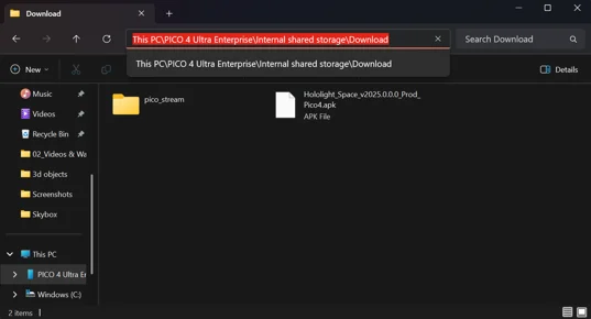 hololight space client pico download internal storage