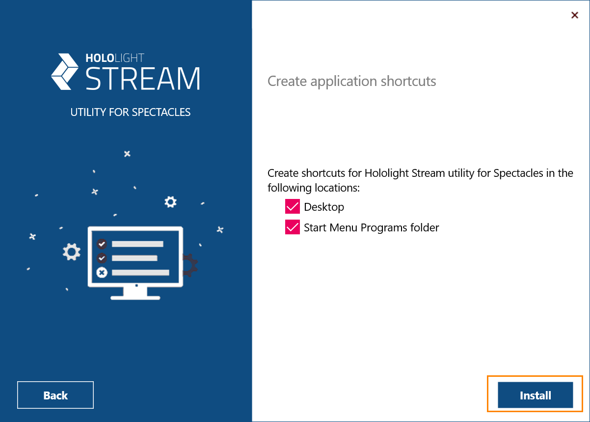 hololight stream client spectacles utility setupwizard shortcuts mark install