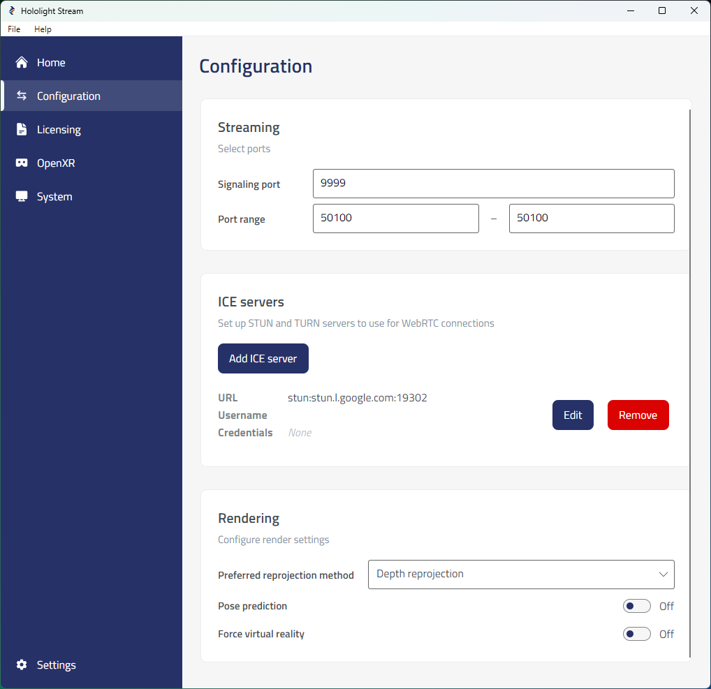 hololight stream desktop configuration