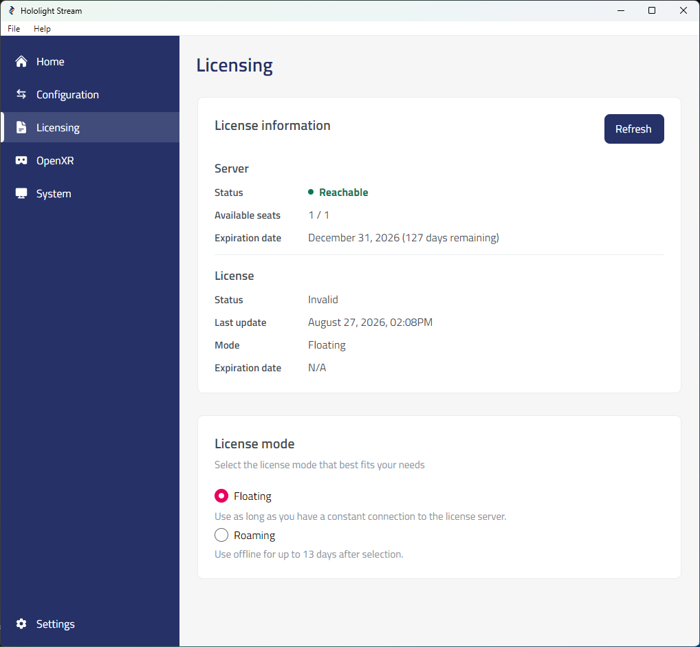 hololight stream desktop licensing