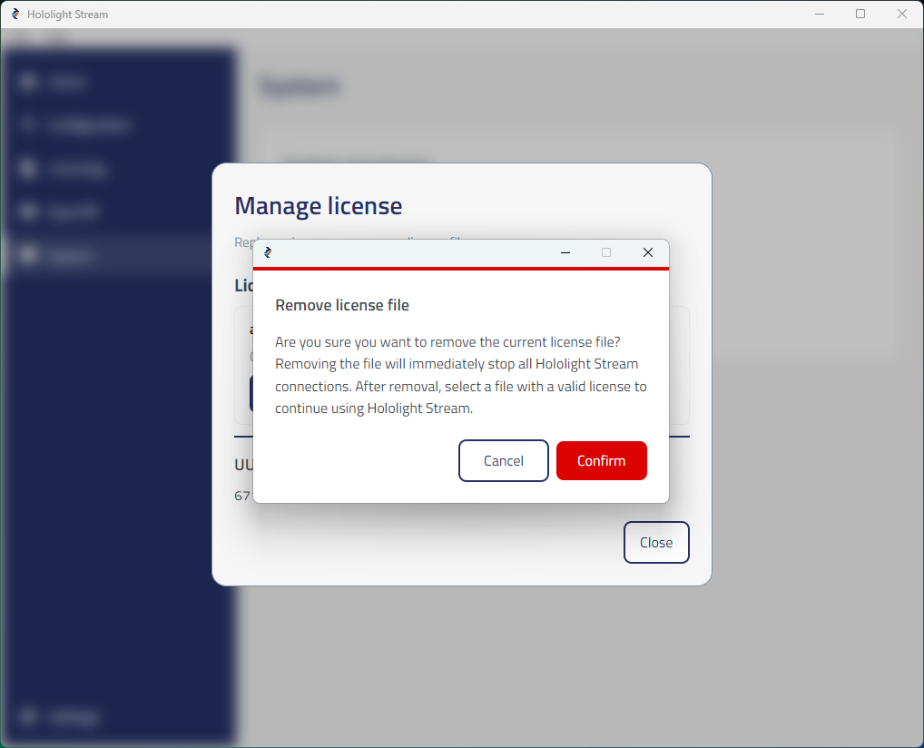 hololight stream desktop manage license remove
