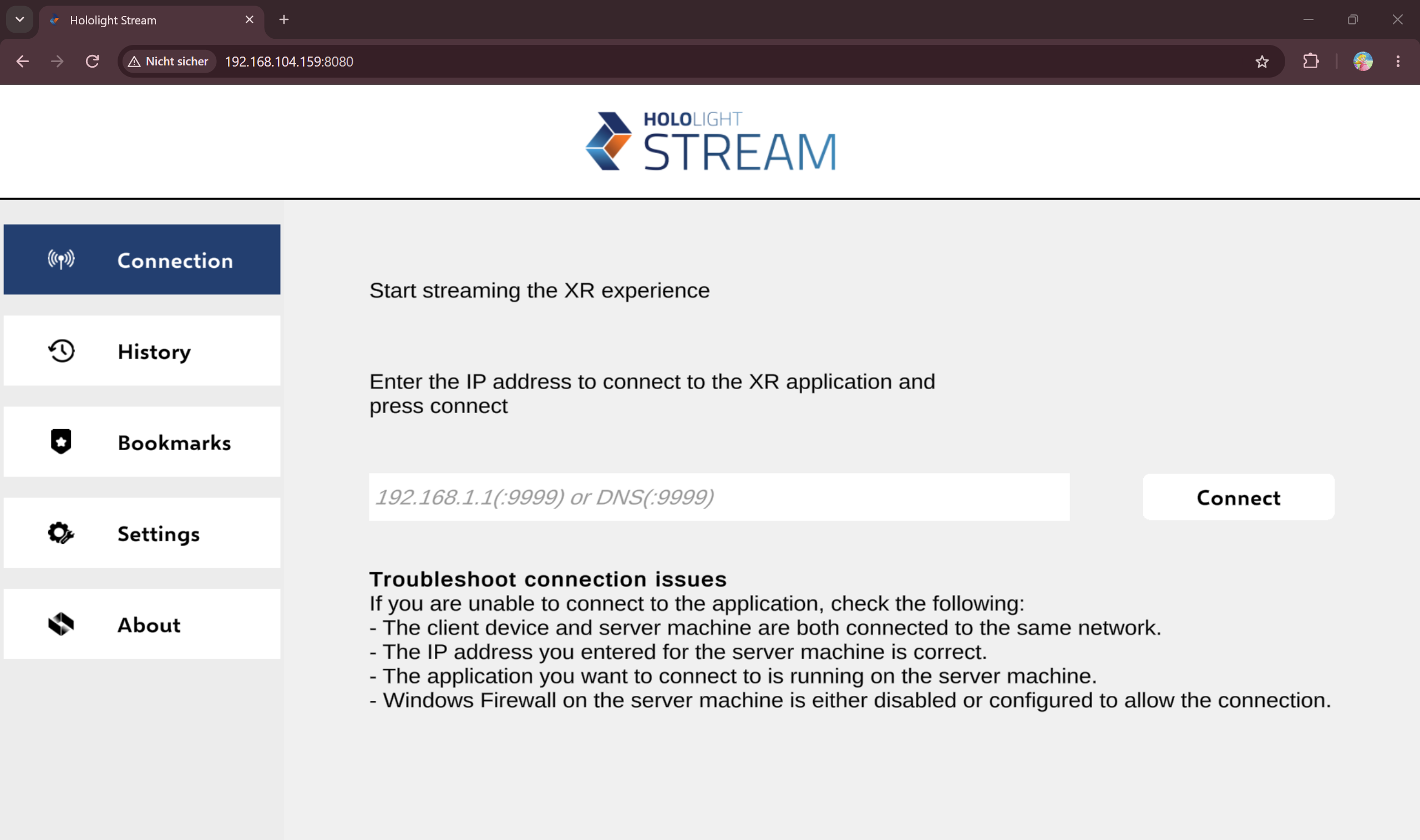 hololight stream device web browser web browser