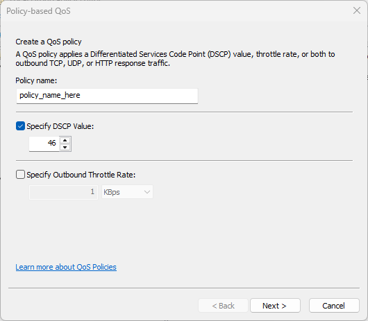 hololight stream windows policy based qos create a qos policy values