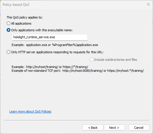 hololight stream windows policy based qos qos policy applies to values
