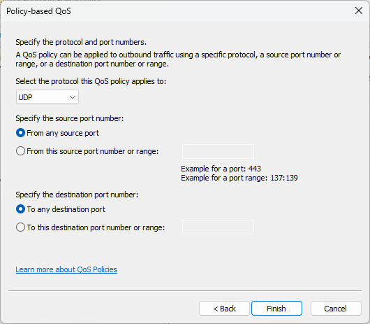 hololight stream windows policy based qos specify the protocol and port values