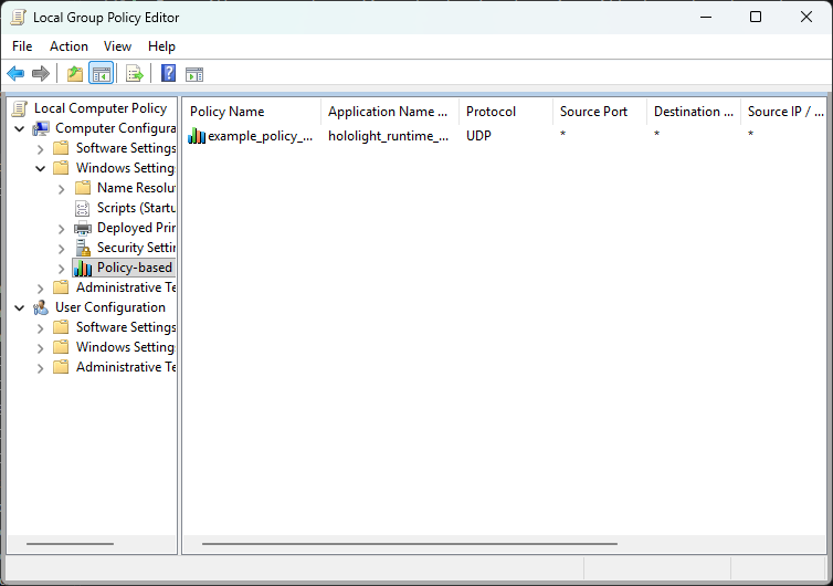 hololight stream windows policy based qos with new entry
