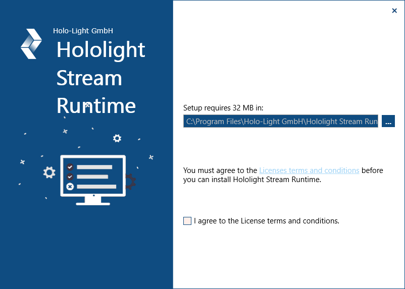 hololight stream runtime installer setup directoryandlicense