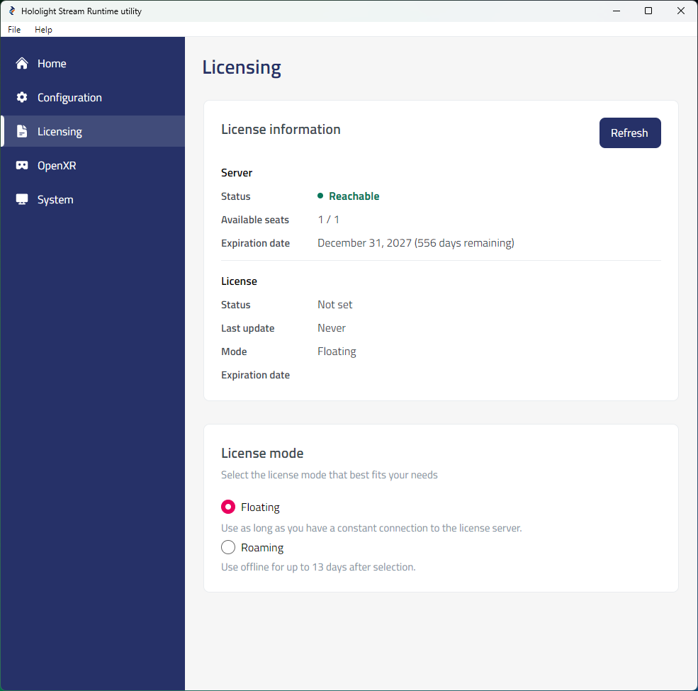 hololight stream runtime utility licensing