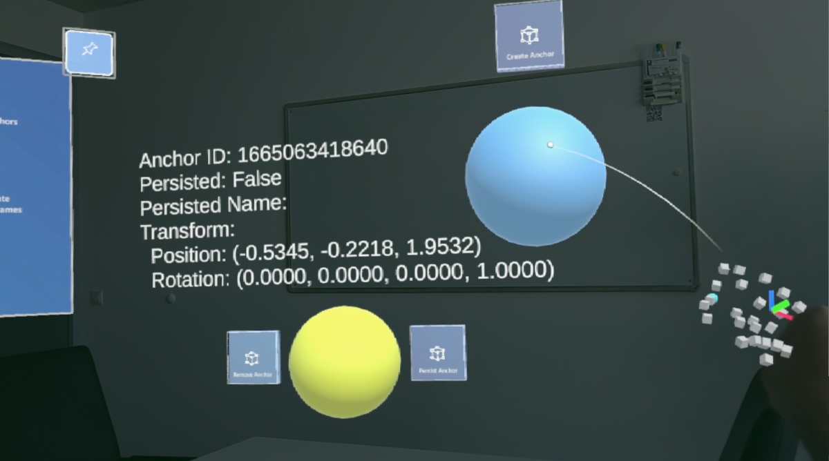 Screenshot from Microsoft Hololens 2 running Hololight Stream Client of a new anchor with relevant information.