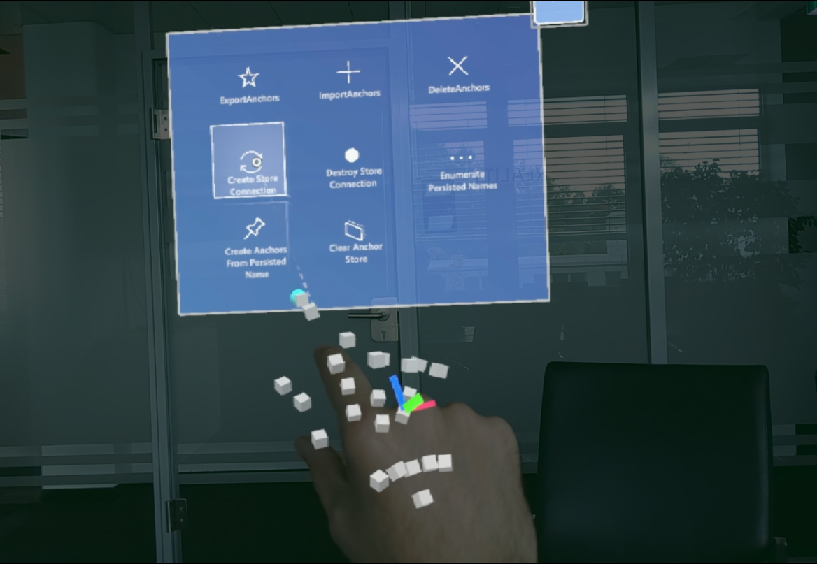 Screenshot from Microsoft Hololens 2 running Hololight Stream Client of user selecting create store connection.
