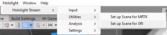 Screenshot of Unity Editor with user following the instructions to select Set up Scene for XR Interaction Toolkit.